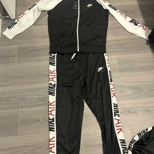 Nike Black and White Tracksuit with Red Accents